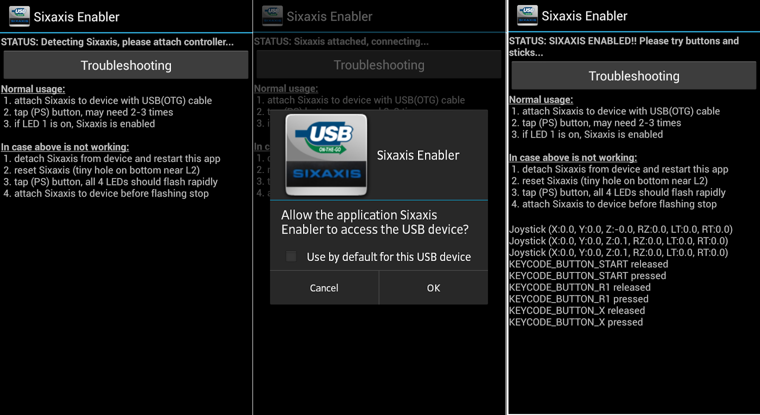 Come giocare con il joystick su Android. - App per utilizzare il joystick di Play Station 3e4 - Sixaxis Enabler 1